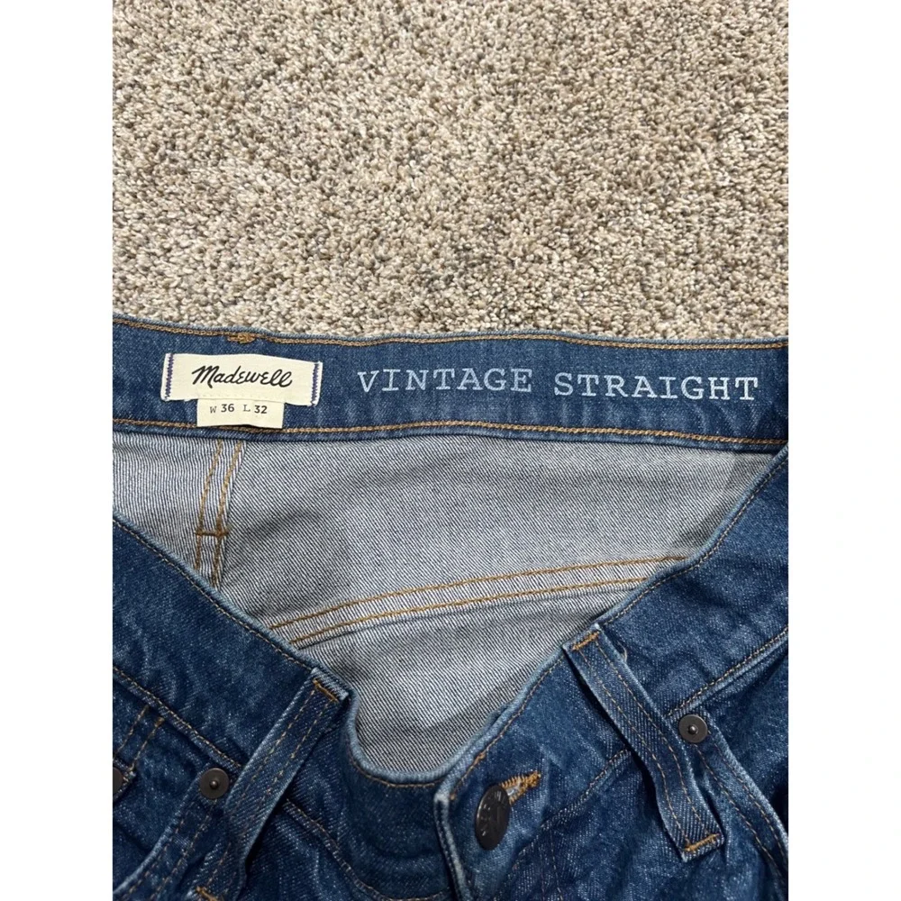 Madewell Mens Vintage Straight Jeans Blue Denim Button Fly 36x32